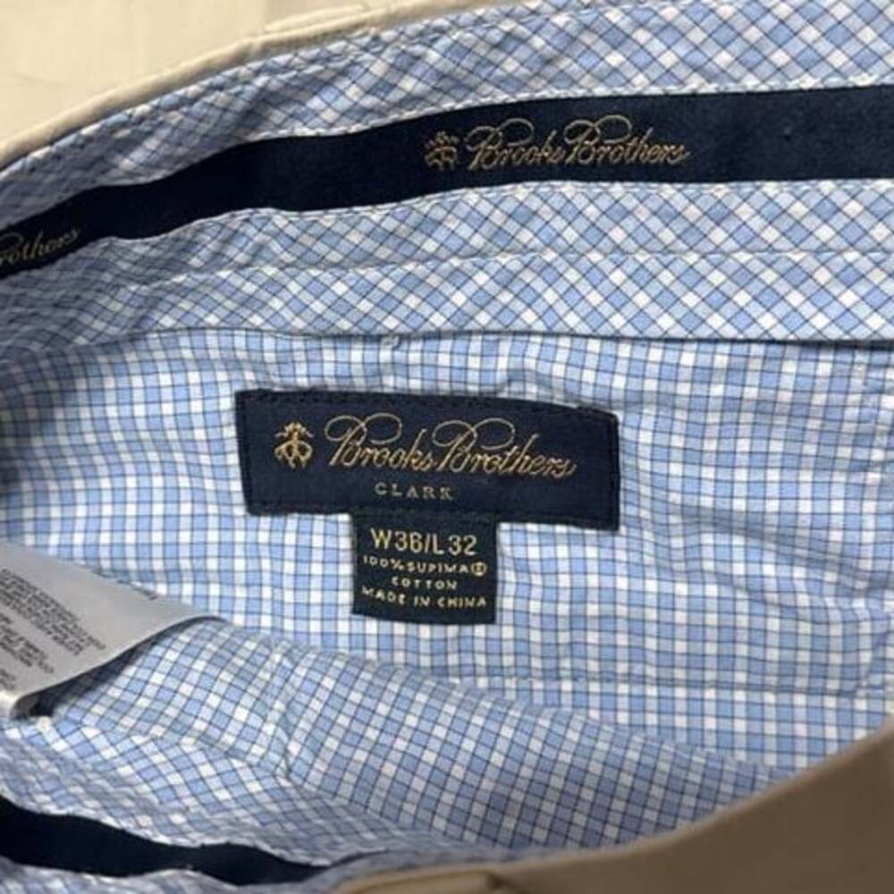 Brooks Brothers Men 36X32 (Actual 36x30) Tan Clark Advantage Chino Cuffed Pants - Picture 2 of 2